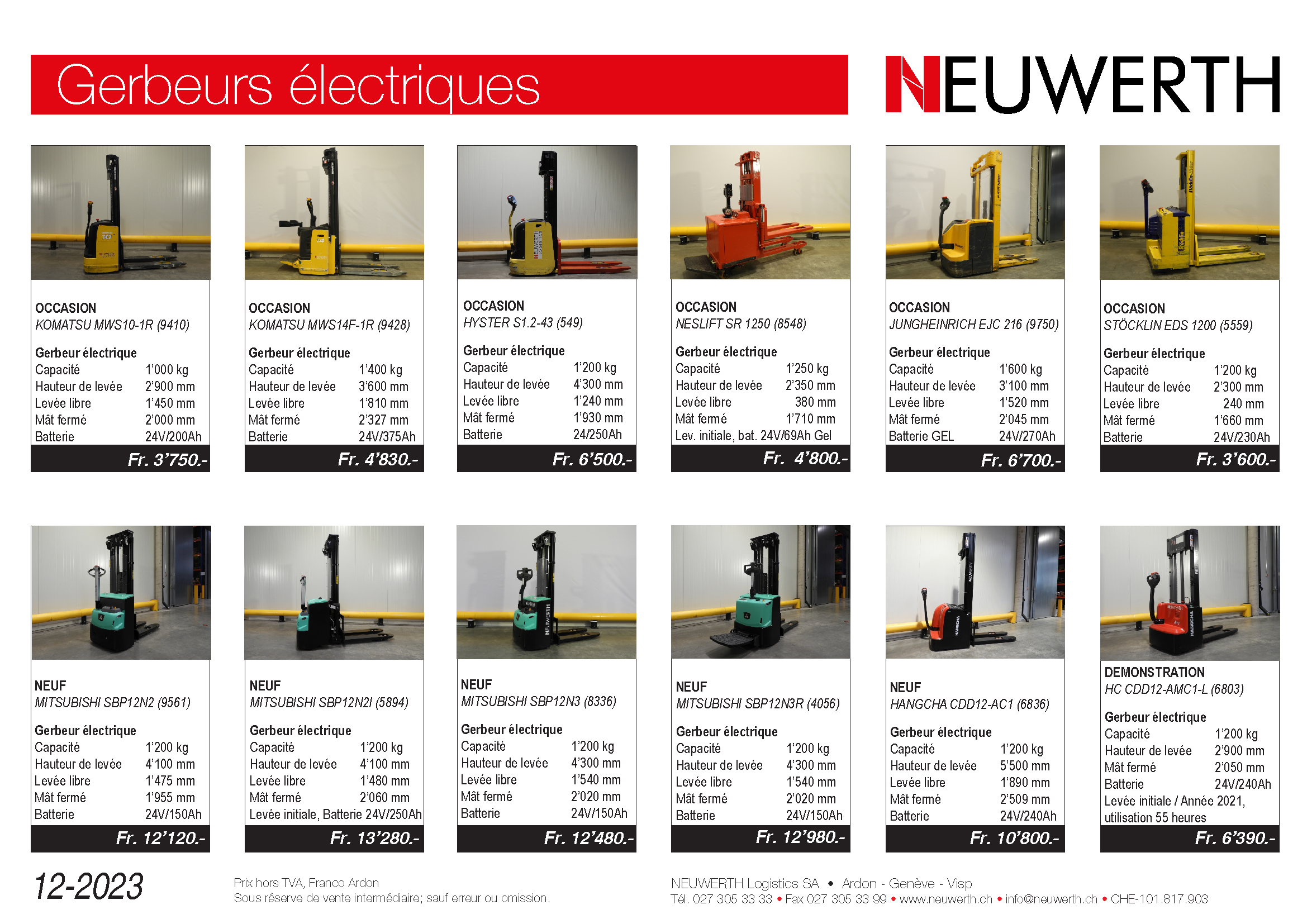 Liste du stock et occasions